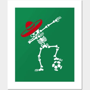 Mexico dab dabbing skeleton soccer football Posters and Art